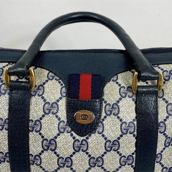 VTG GUCCI Speedy Boston Shoulder Handbag GG Navy Accessory Collection - Picture 5 of 16